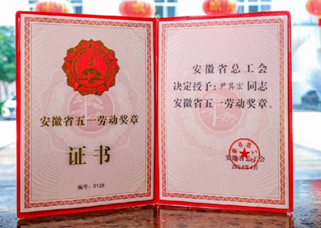 喜报！j9九游会官网科技股份有限公司董事长尹其宏荣获“安徽省五一劳动奖章”